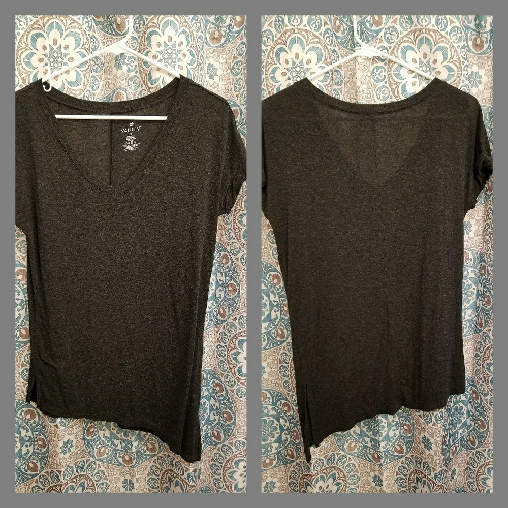 Gray Asymmetrical Loose Vanity T-Shirt Sz S 🆕️WOT - Picture 2 of 8